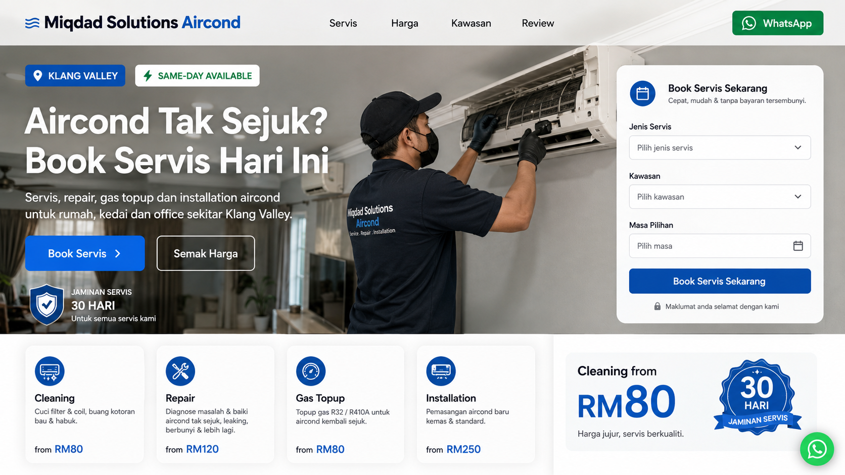 Miqdad Solutions Aircond — aircond service website