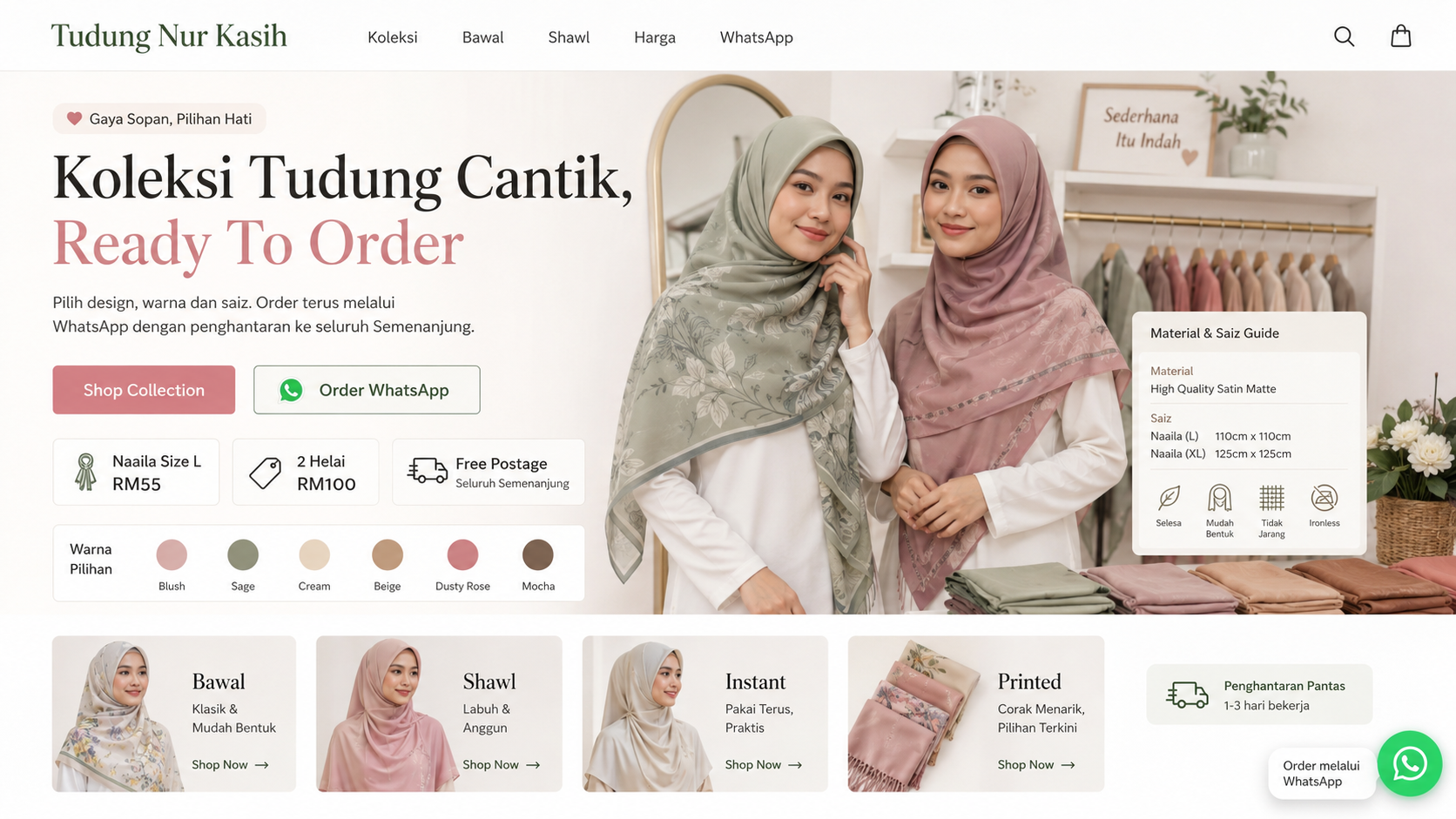 Tudung Nur Kasih — boutique website