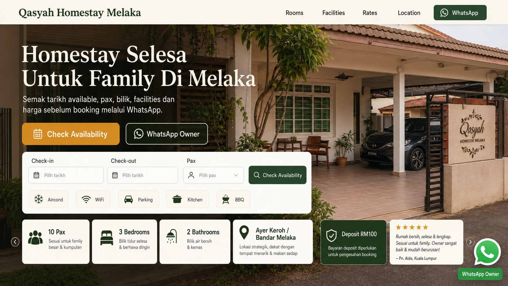 Qasyah Homestay Melaka — homestay website