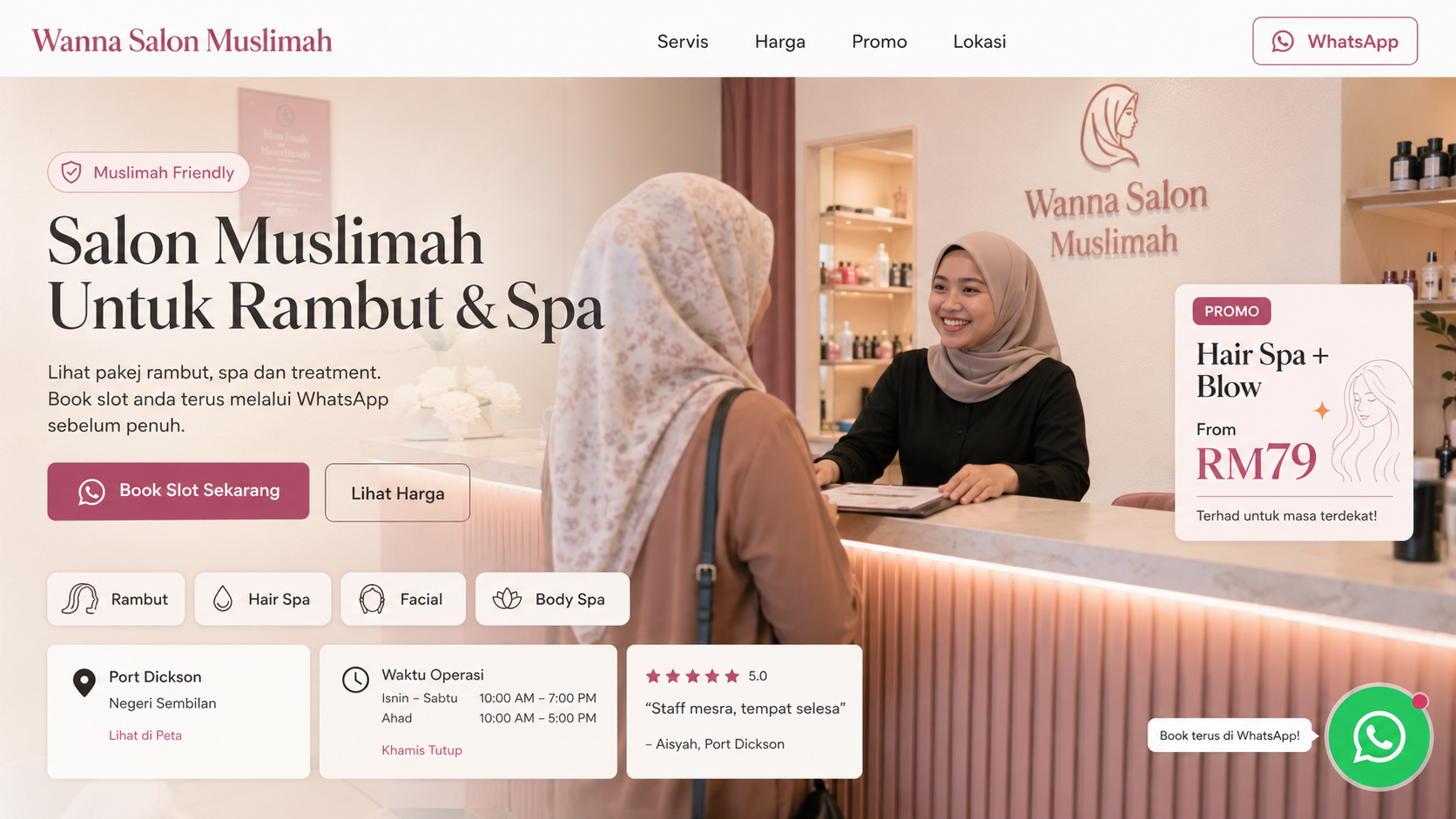 Wanna Salon Muslimah — salon website